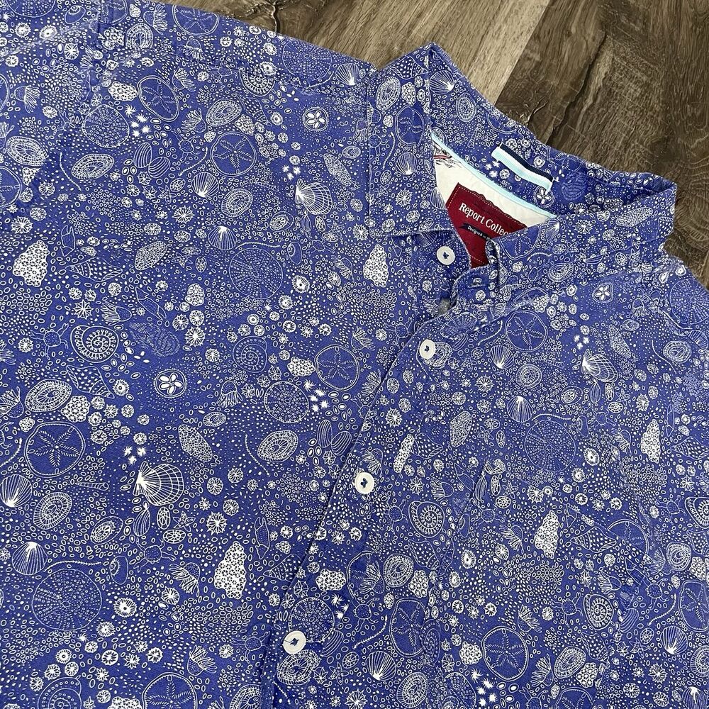 Report Collection Men's Shirt Size Large White Short Sleeves Sailboat Nautical